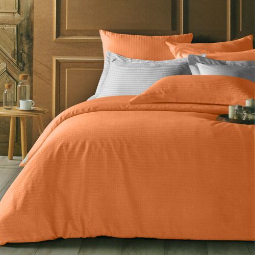 Family Bed Bed Sheet Set Plain Striped 4 Pieces Orange F-61447203