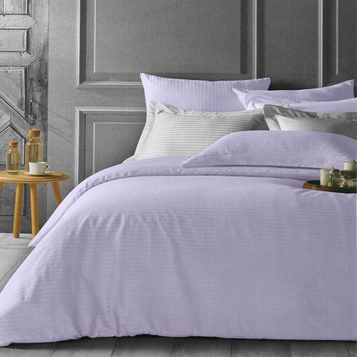 Family Bed Bed Sheet Set Plain Striped 4 Pieces Purple F-61447200