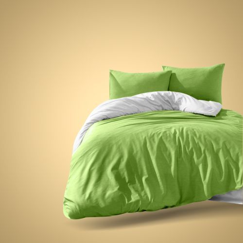 Family Bed Bed Sheet Set Plain 4 Pieces Green F-61447131