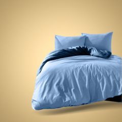 Family Bed Bed Sheet Set Plain 4 Pieces Blue F-61447129