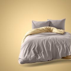 Family Bed Bed Sheet Set Plain 4 Pieces Beige F-61447122