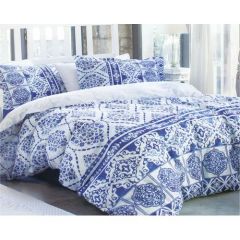 Family Bed Comforter Set Cotton Satin 3 Pieces Multi Color F-61220057