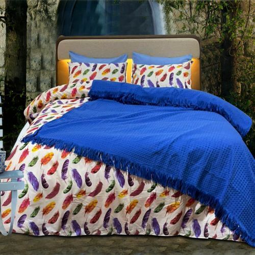 Family Bed Comforter Set Cotton Satin 2 Pieces Multi Color F-61220053