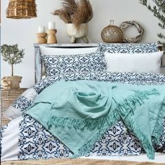 Family Bed Bika Coverlet Set 4 Pieces Turquoise F-61244936
