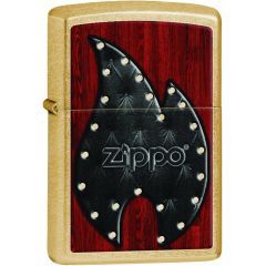 Zippo Leather Flame Gold Dust Finish Lighter ZP-28832-207G