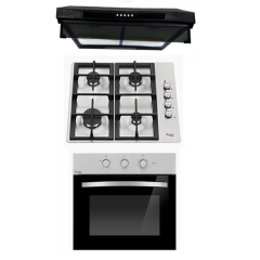 Purity Kitchen Hood 60 cm 460 m3/h and Gas Oven 60 cm and Gas Hob 60 cm PIATTA BL