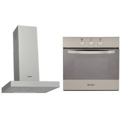 Elba Built-In Gas oven 60 cm with Gas Grill and Gorenje Wall Mounted Hood 60 cm 298 m3/h 510-721XF