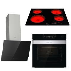 Gorenje Built-in Electric Oven 60 cm With Air Fry, Electric Ceramic Hob 60 cm and Wall Mounted Hood 60 cm 383 m3/h BSA6737ORAB