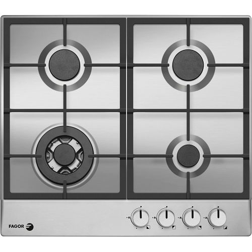 Fagor Built-In Gas Hob 60 cm 4 Burner Cast iron Full Safety Stainless HG-640RX