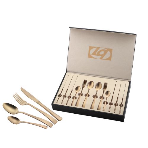 LQ Set 24 Piece Forks and Spoons Titanium Plated Stainless DA141C023-TRS