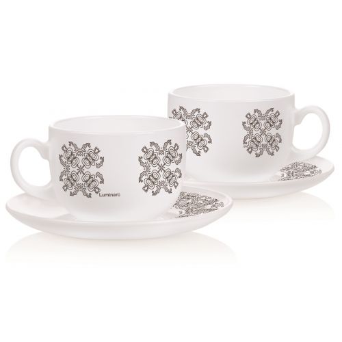 LUMINARC Coffee Cups with a Plate Set 6 Pieces Arcopal Q5485