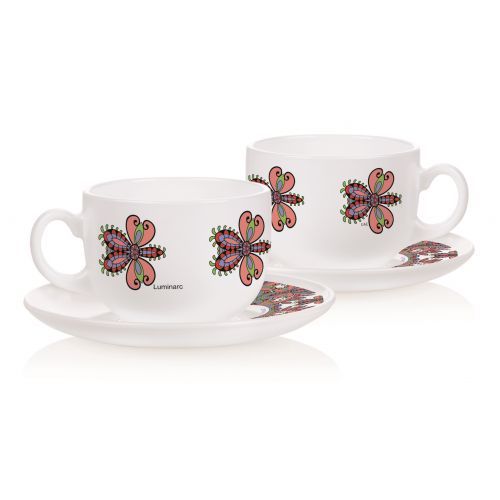 LUMINARC Coffee Cups with a Plate Set 6 Pieces Arcopal Q5482