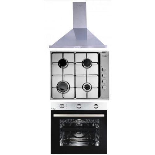 Purity Chimney Hood Pyramidal 60cm 600m3/h and Gas Hob 60 cm and Electric Oven 60 cm