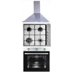 Purity Chimney Hood Pyramidal 60cm 600m3/h and Gas Hob 60 cm and Gas Oven 60 cm