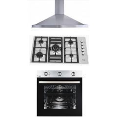 Purity Chimney Hood Pyramidal 90cm, Gas Hob 90 cm and Electric Oven 60 cm PRT900F