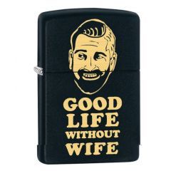 Zippo Windproof Lighter Good Life Without Wife Black CI412316