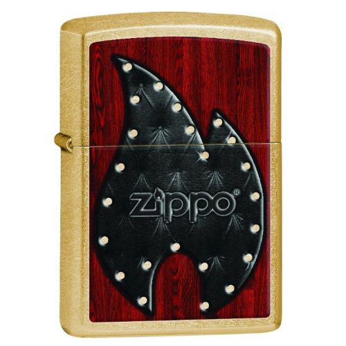 Zippo Leather Trimmed Flame Lighter With An Earthy Finish 28832-207G
