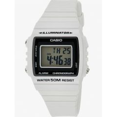 كاسيو ساعة رقمية بمينا سوداء 41 مم للرجال باللون الأبيض W-215H-7AVDF