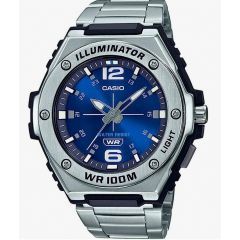 Casio Stainless Steel Analog With Blue Dial Wrist Watch Silver MWA-100HD-2AVDF