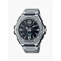 Casio Stainless Steel Analog With Black Dial Wrist Watch Silver MWA-100HD-1AVDF