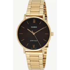 Casio For Men Stainless Steel With Black Dial Watch Gold MTP-VT01G-5BUDF