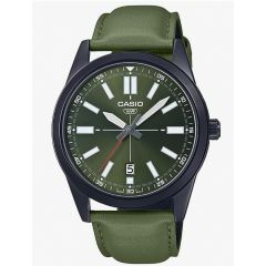 كاسيو ساعة للرجال انالوج بسوار جلدي اخضر MTP-VD02BL-3EUDF