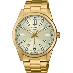 Casio Watch For Men Analog Stainless Steel Band Gold MTP-VD02G-9EUDF