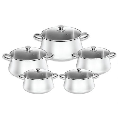 Zahran Stainless Steel Stewpot Set 10 Pieces With Glass Lid Z-330030304