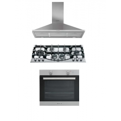 Ariston Built-In Gas Hob 90 cm 6 Burners Gas Oven 60 cm Electric Grill And Chimney Hood 90 cm PHN 961 TS/IX/A