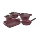 Pyrex Artisan Cookware Set 12 pieces Granite Burghandy 6223004508363