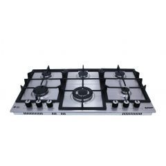 Purity Stainless Steel Built-In Gas Hob 6 Cast Iron Burners 90 Cm HPT902S