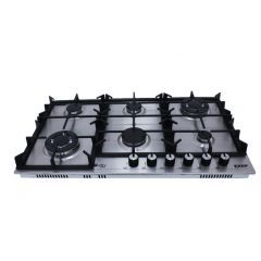 Purity Stainless Steel Built-In Gas Hob 6 Cast Iron Burners Silver 90 Cm HPT904S