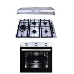 Purity Kitchen Hood Flat 90 cm 450 m3/h and Gas Hob 90 cm 5 Eyes and Electric Oven 60 cm PIATTA90cm