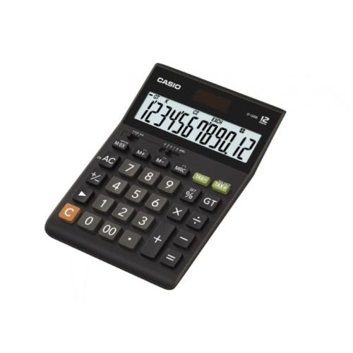 Casio Mini Desk Calculator 12 Digits Black D-120B-W-DP