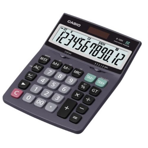 Casio Mini Desk Calculator 12 Digits Gray D-120S-W-DH