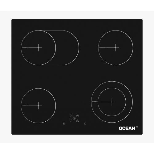OCEAN Electric Hob 4 Burner 60 cm Black Glass HNTC 631 OVHF