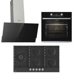 Gorenje Built-In Electric Oven 60 cm and Gas Hob 90 cm and Hood 90 cm 298 m3/h BOSX6737E09BG