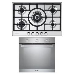 Elba Gas Hob 75 cm 5 Burners Safety and Gas Oven 62 liters 60 cm ELIO 75-545