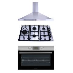 Purity Chimney Hood Pyramidal 90cm 750m3/h and Gas Hob 90 cm 5 Eyes and Gas Oven 90 cm PT902GGD