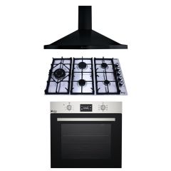 Purity Chimney Hood Pyramidal 90cm 750m3/h and Gas Hob 90 Cm 5 Eyes and Electric Oven 60 cm PT60EED