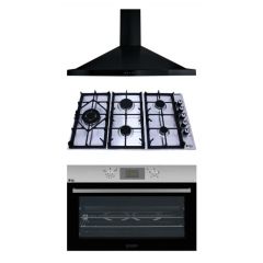 Purity Chimney Hood Pyramidal 90cm 750m3/h and Gas Hob 90 Cm 5 Eyes and Gas Oven 90cm PT902GGD