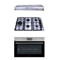 Purity Kitchen Hood Flat 90 cm 450 m3/h and Gas Hob 90 cm 5 Eyes and Gas Oven 90 cm PT901GXD