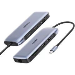 Ugreen USB-C To 2*USB 3.0 A,HDMI,VGA,DP,RJ45 Gigabit,SD/TF,PD Converter CM274