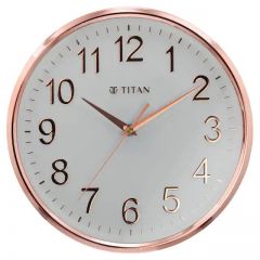 Titan Contemporary Rose Gold Metallic Finish Wall Clock with Silent Sweep Technology 30 * 30 cm W0001PA02