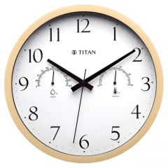 Titan Contemporary Wooden Finish White Wall Clock with Thermometer & Hygrometer 30*30 cm W0042PA01