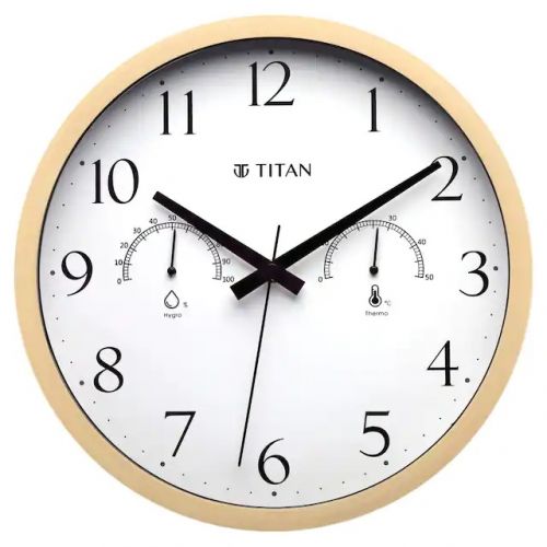 Titan Contemporary Wooden Finish White Wall Clock with Thermometer & Hygrometer 30*30 cm W0046PA01